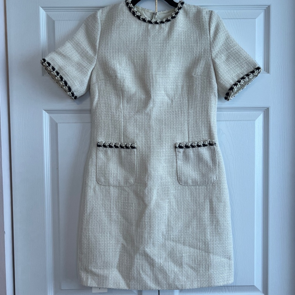 Elegant Cream Tweed Dress